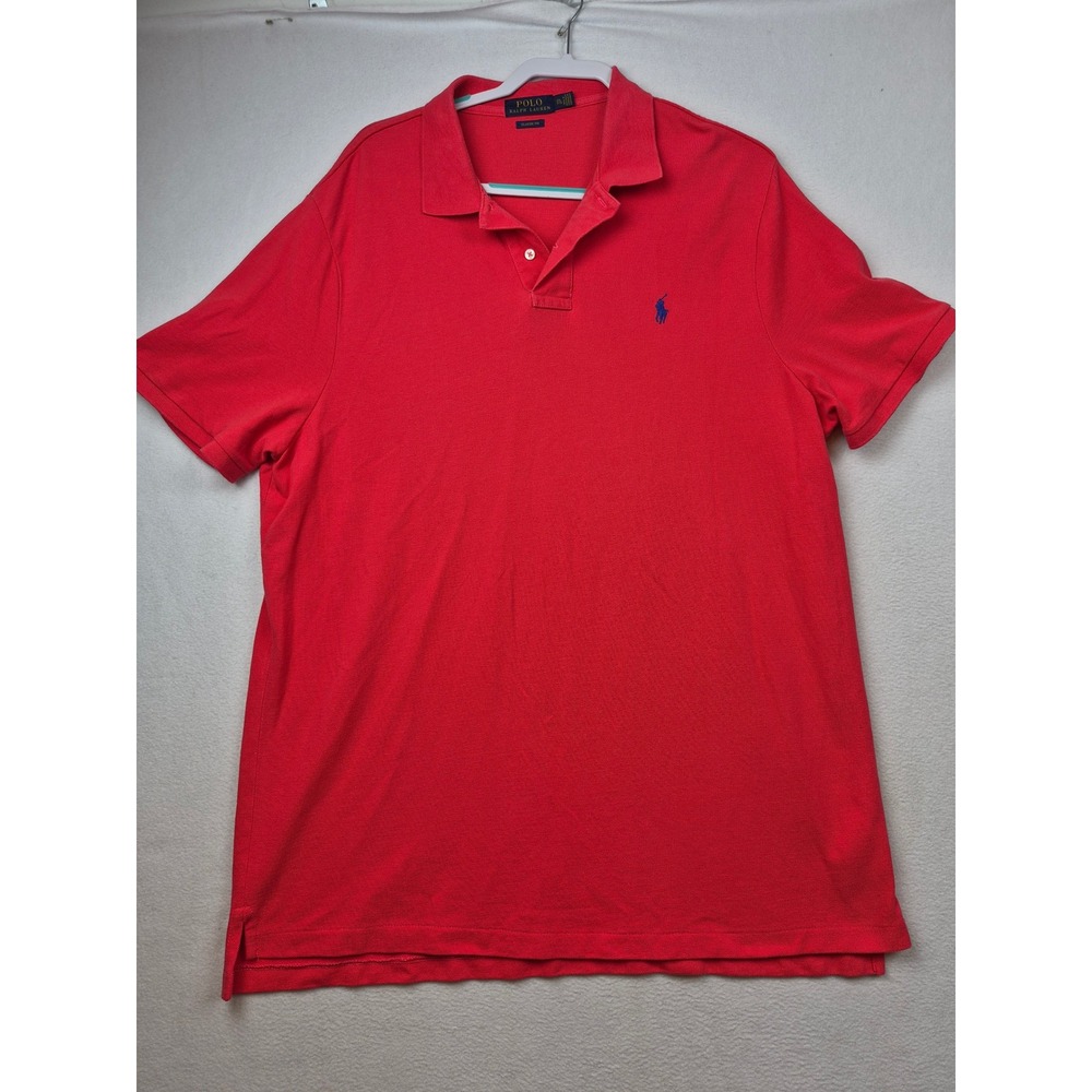 Polo Ralph Lauren Mens XXL Classic Fit Red Short Sleeve Pique Polo Shirt Logo